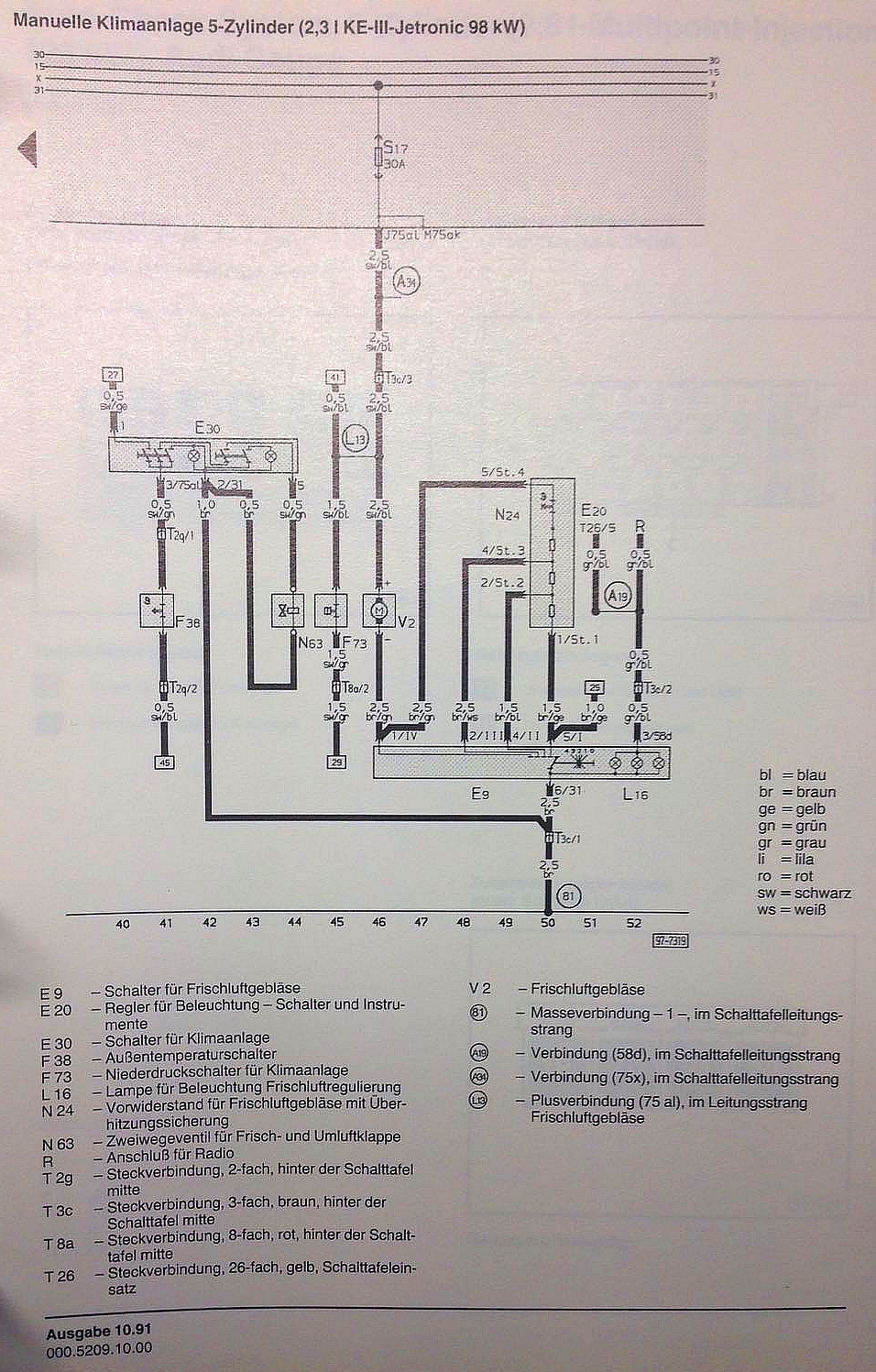 Stromlaufplan Audi A6 4b Klimaanlage